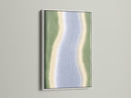 Abstract River Artwork displayed with a white frame. This modern artwork features an organic flow print. The white frame offers a clean contemporary look. It's perfect for minimalist Scandinavian or eclectic interiors.