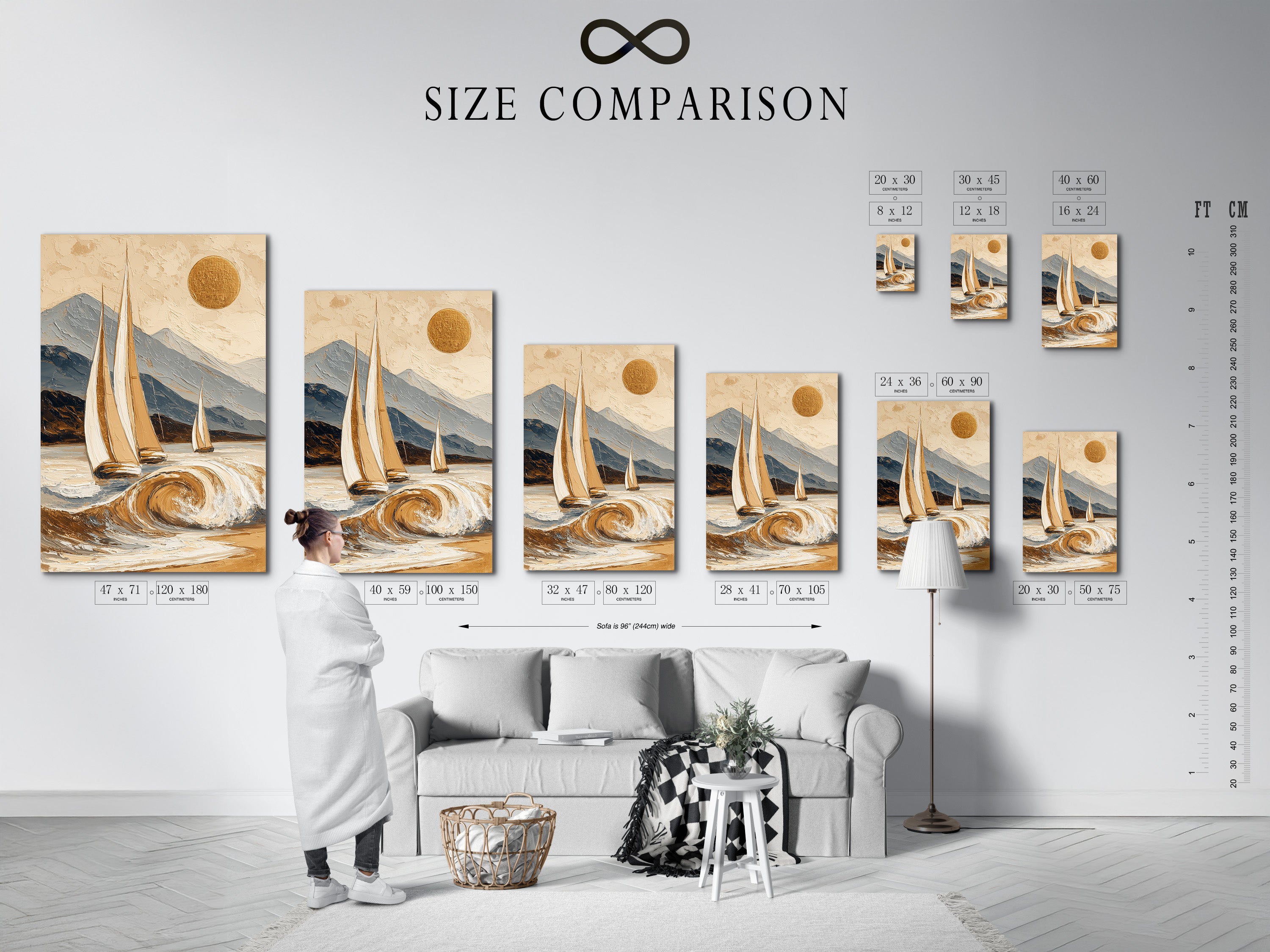 Sailboat Ocean Wave Art - Vintage Nautical Painting, Coastal Wall Decor, Mountain Seascape Print, Beach House Art, Maritime Decor