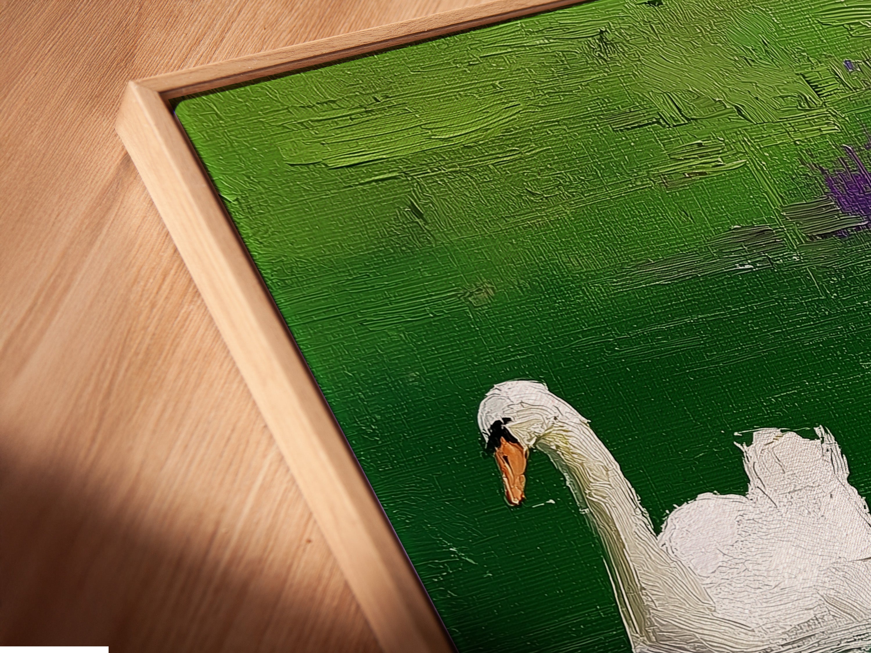 A close-up view captures the beauty of a canvas print. It is set in a floating frame. The artwork seems to float. The floating frame enhances the artwork's visual appeal. This adds a modern and artistic touch to any space.