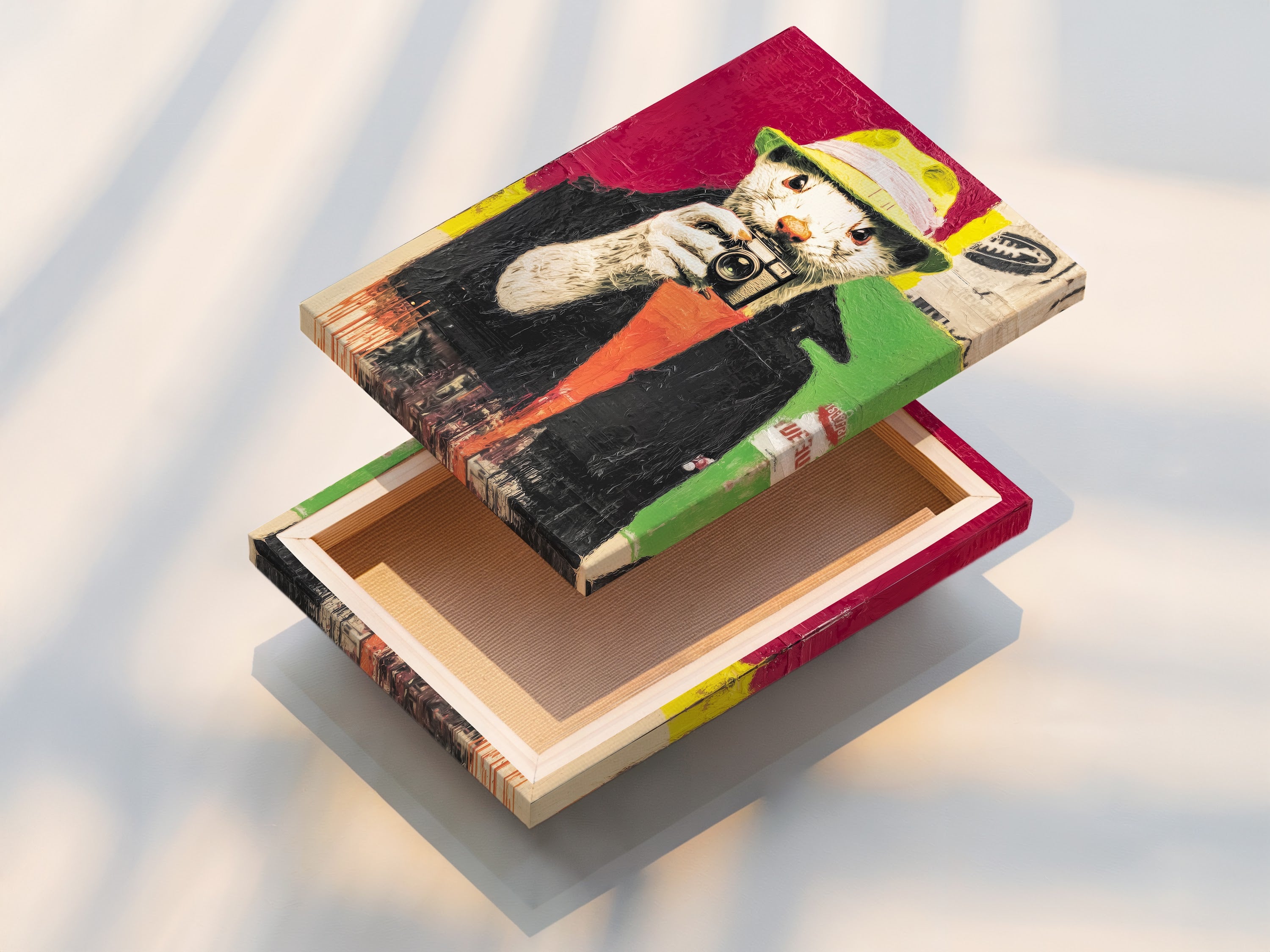 This is a stretched canvas print of the Hipster Otter artwork. The canvas texture adds depth and dimension to the image. Ready to hang and enjoy this artwork in your living room or office. Experience the beauty of canvas art.