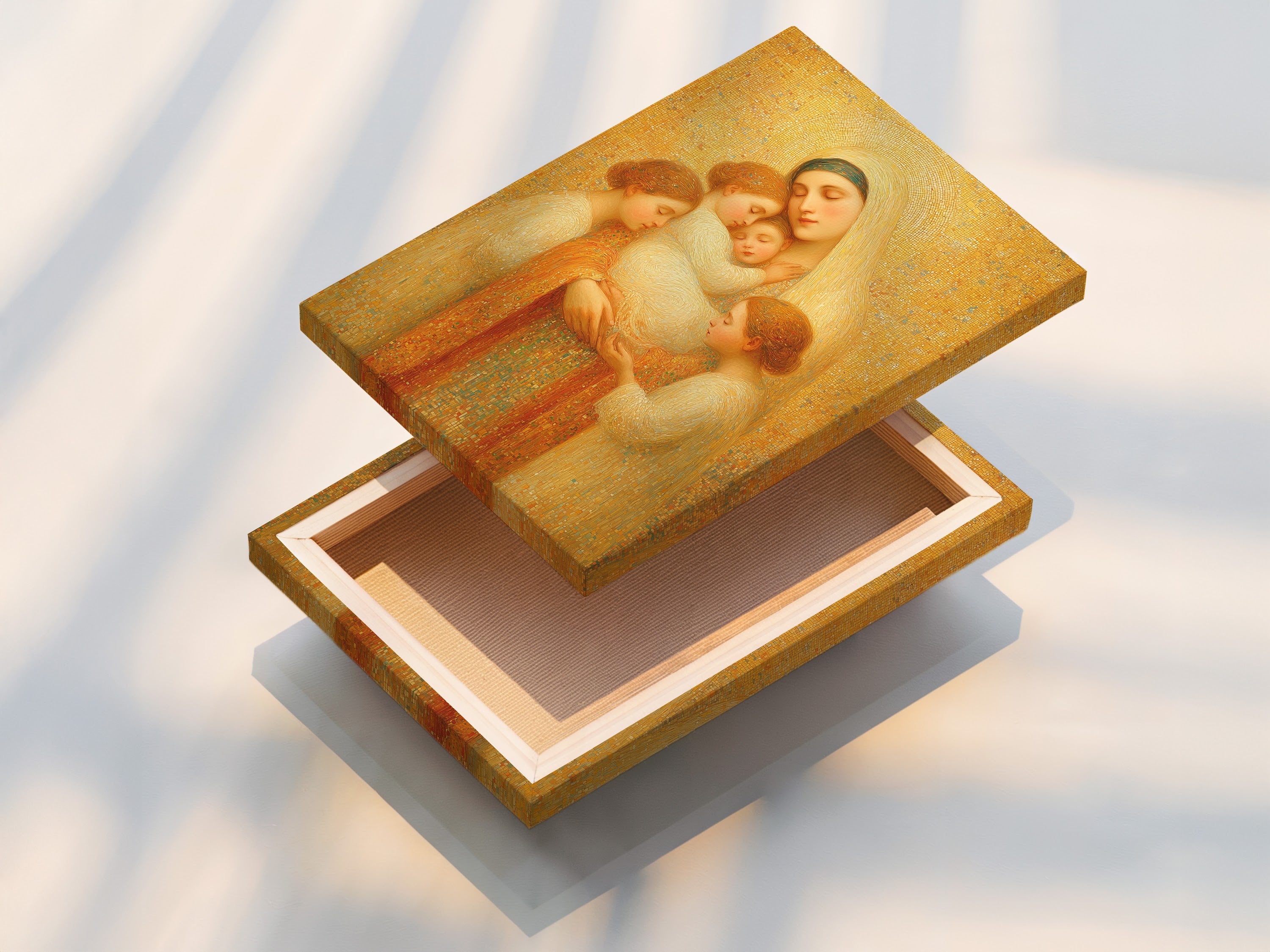 This is a stretched canvas print. The canvas is stretched taut. It's ready to hang. Stretched canvas prints are a great way to display art. Enjoy your art on a stretched canvas. Enhance your home.