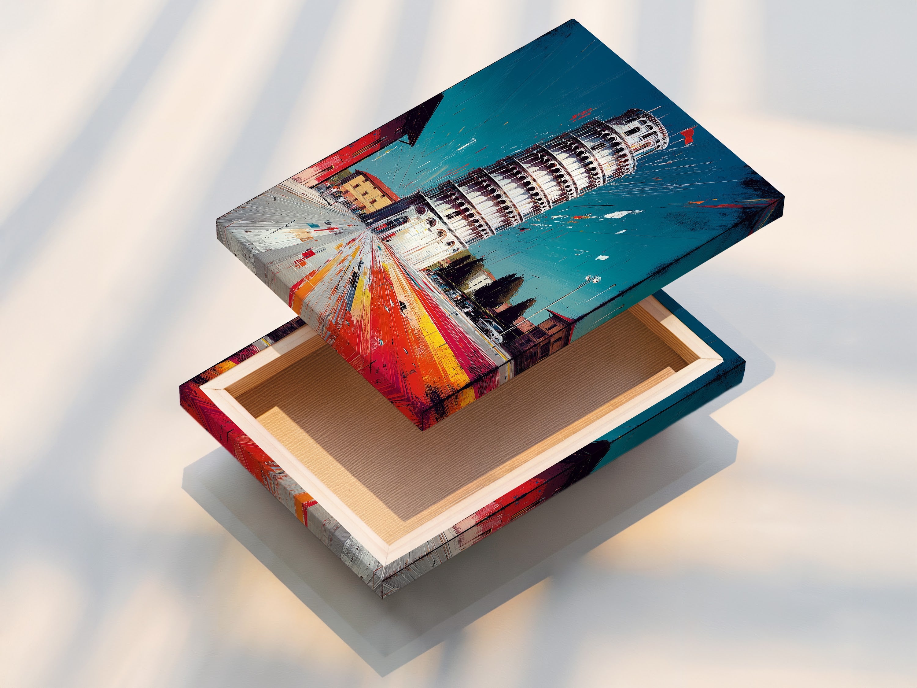 A stretched canvas print displays vivid colors. This contemporary wall art option is ready to hang and admire. The canvas print provides a gallery wrapped finish enhancing modern artwork. Perfect for homeowners and stagers looking for easy wall decor