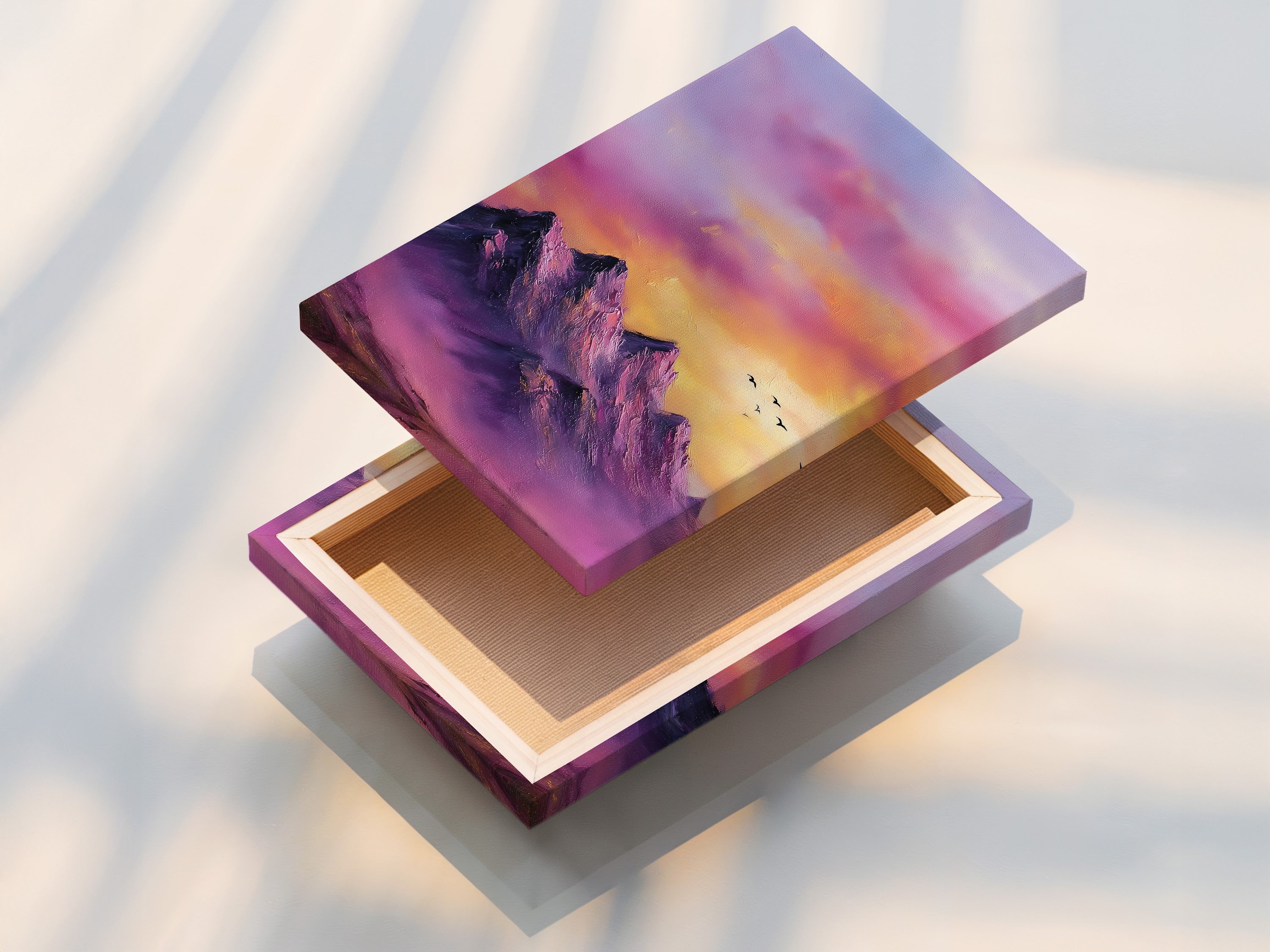 Purple Mountain Canvas Print - Sunset Landscape Wall Art, Majestic Peak Artwork for Bedroom Decor