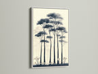 Brighten your space with minimalist wall art. This forest trees canvas print is showcased in a white frame. Its neutral tones and botanical art create a tranquil atmosphere. Perfect for Scandi decor and hallway wall art. This artwork brings simple elegance to any room.