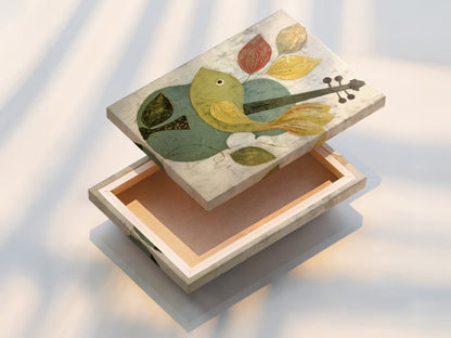 This is a stretched canvas print of the Bird and Violin artwork. The canvas texture enhances the abstract details. The musical theme adds a whimsical touch. Perfect for living rooms offices or music schools. Transform your walls today.