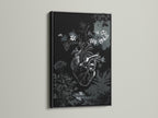 Artwork presented in a sleek black frame. The black frame provides a sophisticated contrast. The botanical heart art is perfectly highlighted. This frame option adds a modern touch to the piece.