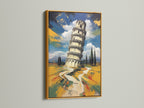 Add a touch of luxury with leaning tower artwork in a radiant gold frame. This travel wall decor brings warmth to your walls. It is ideal for homeowners and business owners.