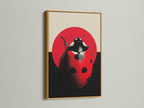 A gold frame highlights the ladybug art. This red insect canvas is a luxurious addition to playroom decor. This modern art print brings elegance to kids' wall art. It's a lucky charm artwork with a touch of glamor.