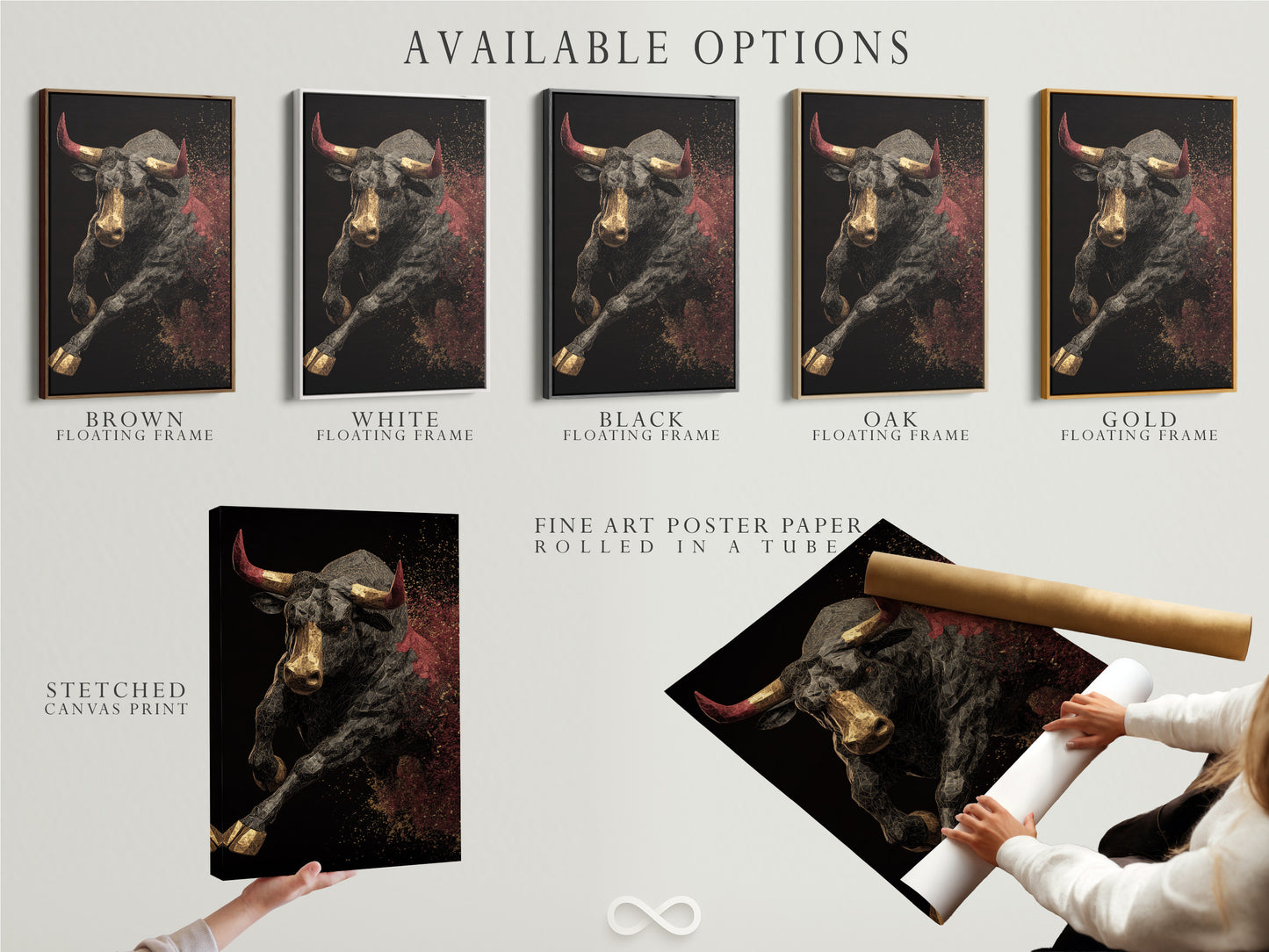 Available options include stretched canvas prints. Also fine art poster paper and floating frames. Customize your artwork to perfection. Select the best materials and presentation.
