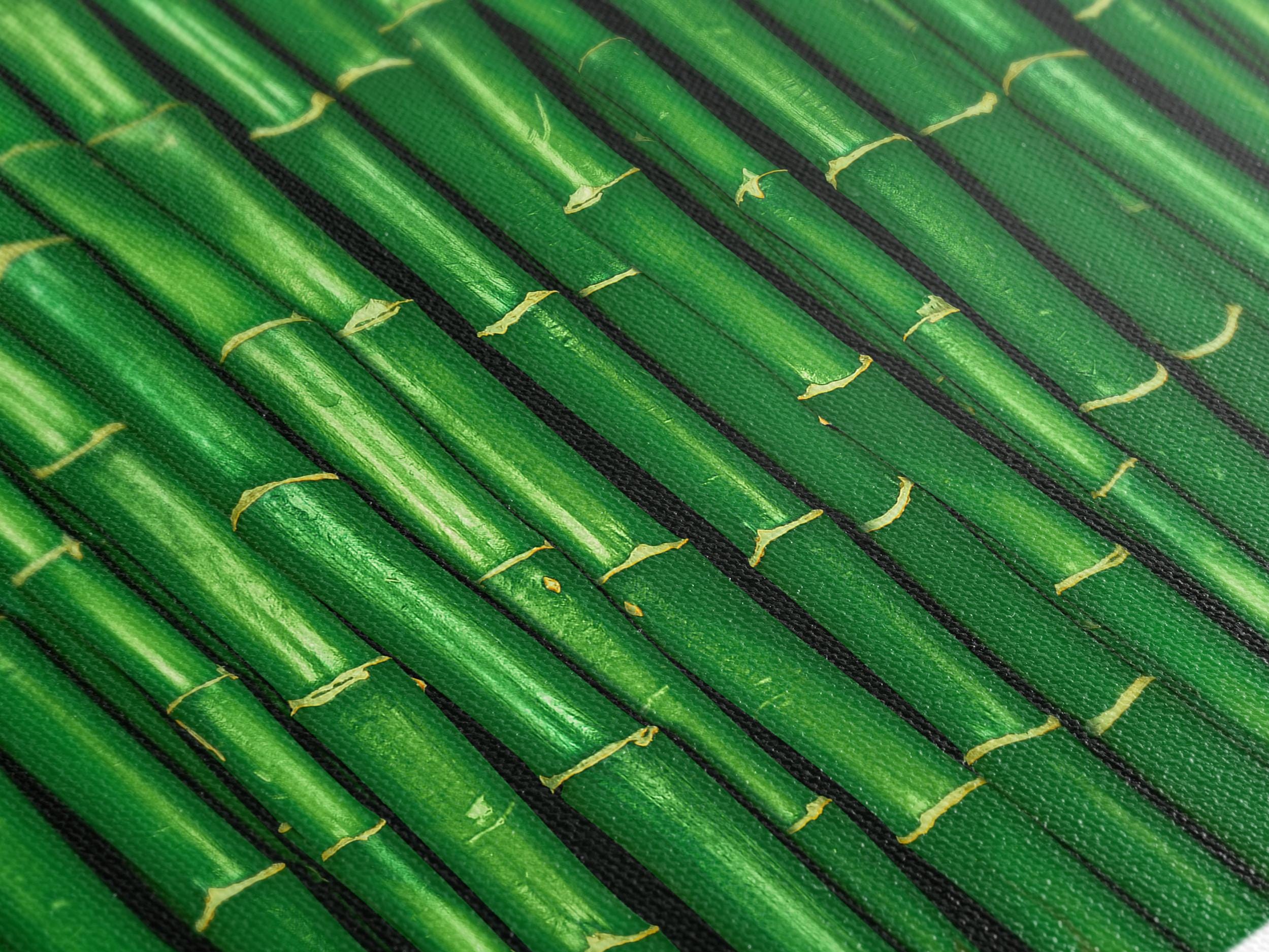 Close-up detail of bamboo canvas texture and pigment richness