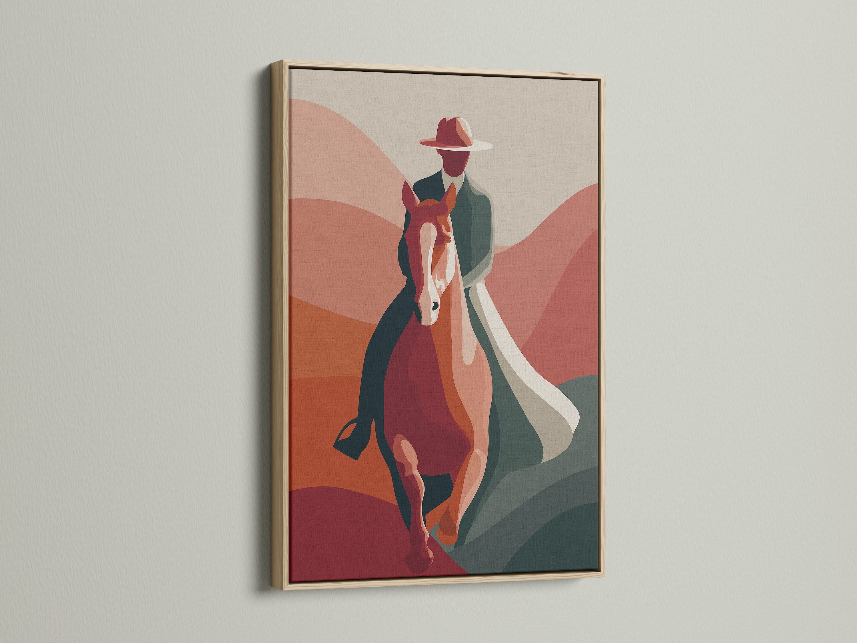 The artwork is showcased in an oak frame.  The oak frame adds natural warmth to any space. Explore our range of wooden frames. Transform your artwork into a masterpiece. The oak frame is a timeless choice. The frame enhances the artwork's beauty