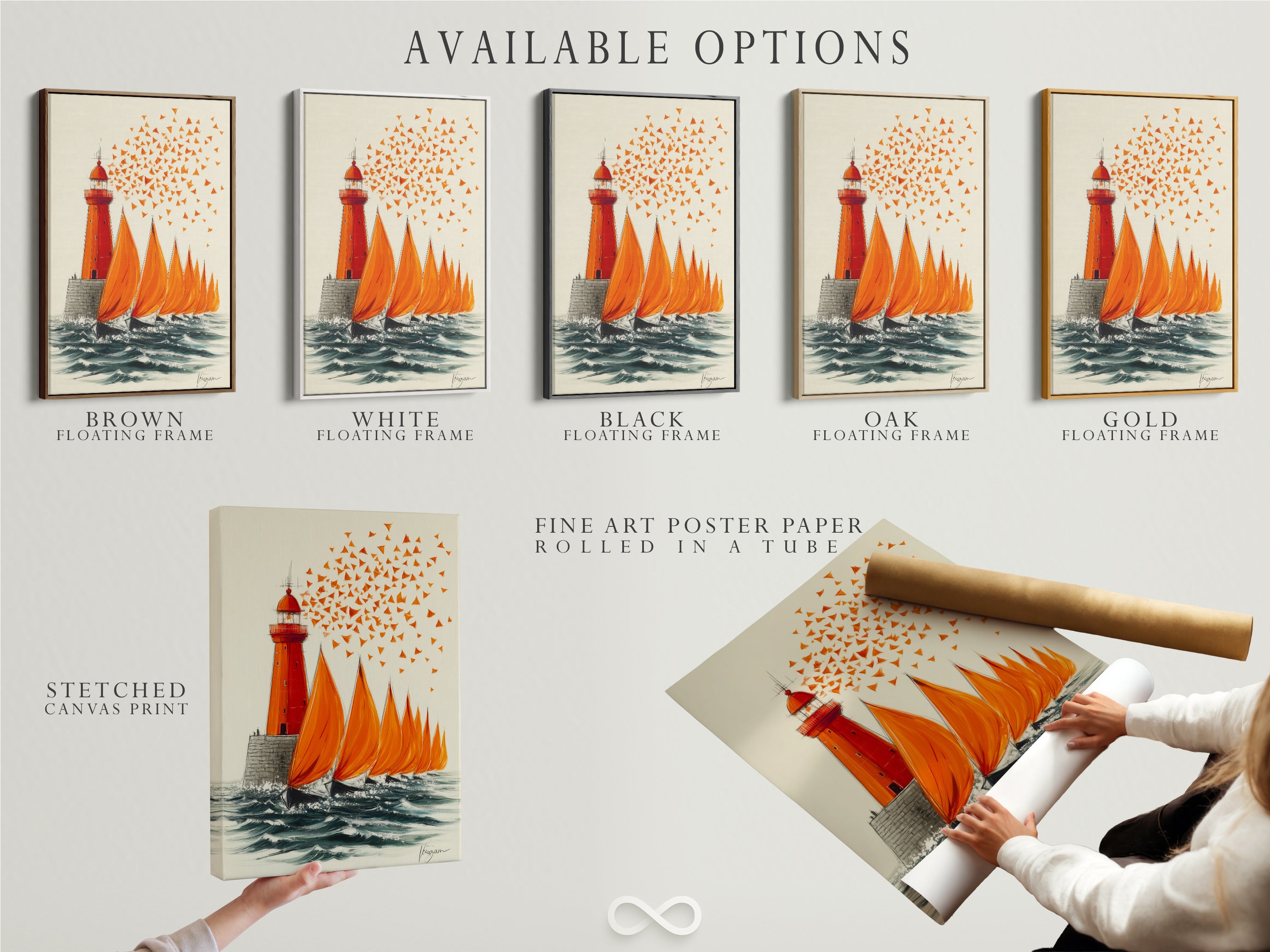 Explore available options for coastal artwork including stretched canvas prints fine art poster paper and floating frames. Customize your lighthouse and sailboat artwork to fit your style. Find the perfect medium for your nautical wall art. Discover the best options for your home decor.