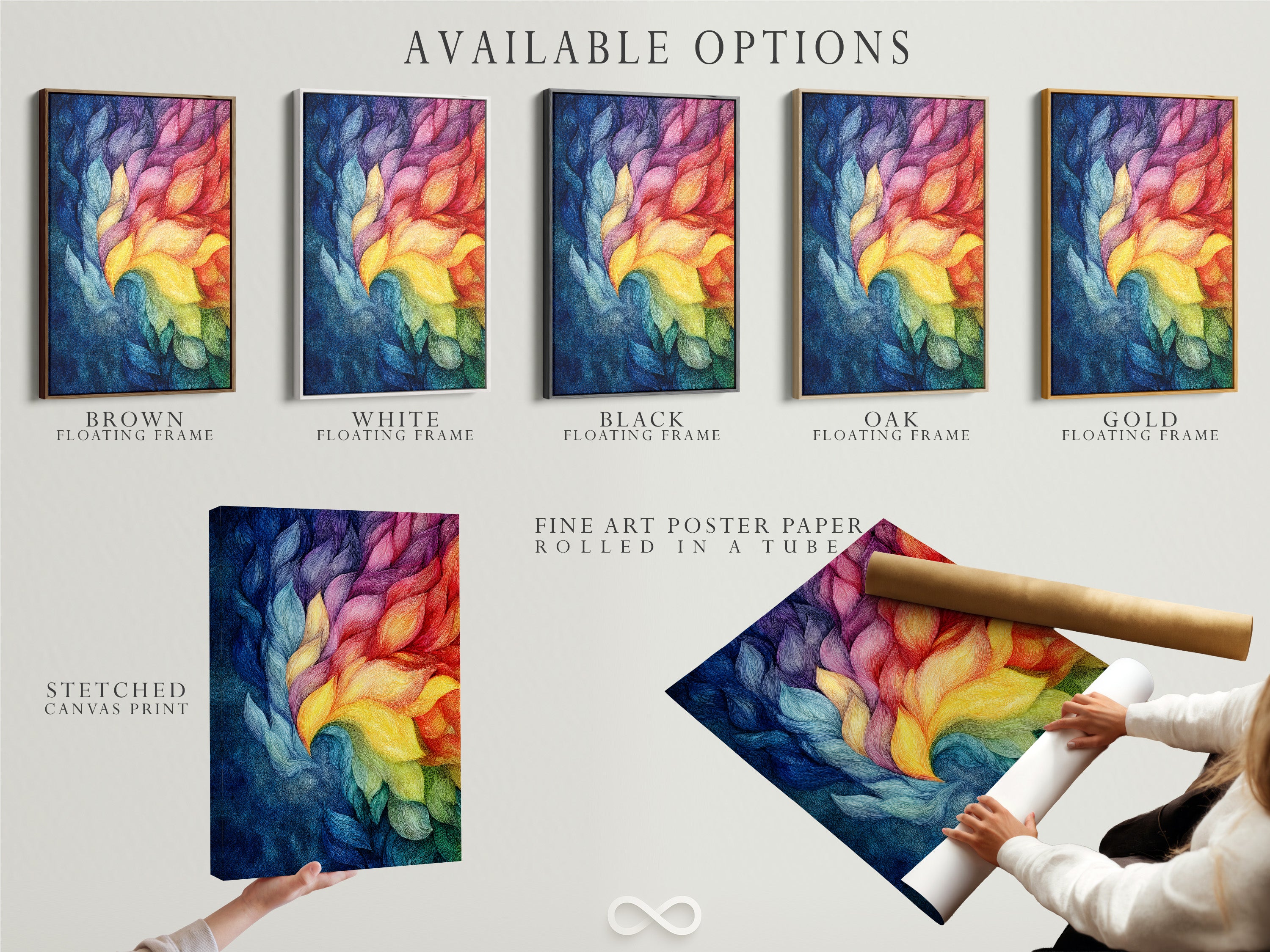 Explore our available options for art prints. Choose from stretched canvas prints. Fine art poster paper is also available. Or choose a floating frame. Customize your artwork to suit your style. Find the perfect presentation for your art. Shop now and create your masterpiece.