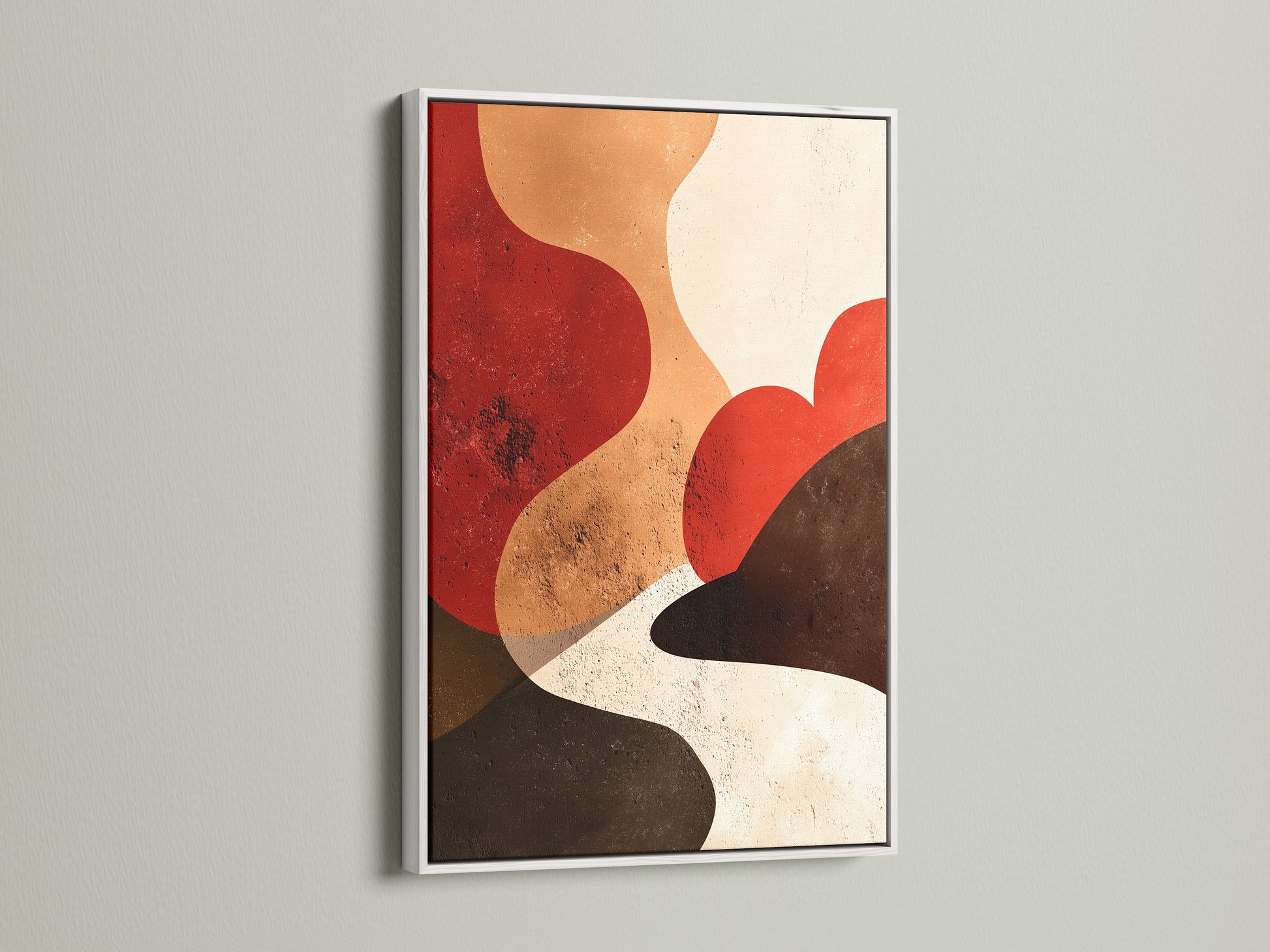 Modern white frame showcasing artwork. The clean and simple frame enhances the art. This frame adds a fresh touch. It brightens any space. A versatile choice for contemporary homes. It brings sophistication and style.