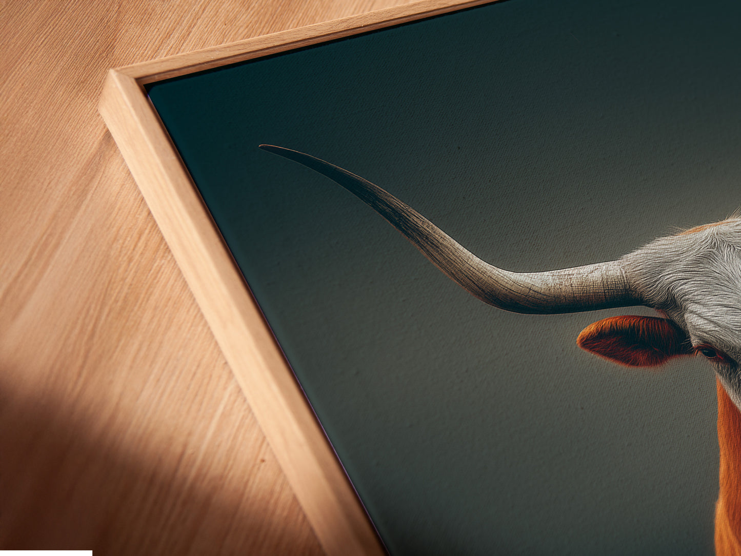 This is a close-up of a canvas print in a floating frame showcasing its modern style. The floating frame enhances the artwork creating a gallery-like feel. The canvas print brings a touch of rustic charm to your wall decor. Notice the fine details of the artwork