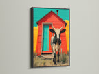 Cow art in a sleek black frame. This modern farmhouse wall art makes a statement. The black frame accentuates the rustic barn animal artwork. Ideal for contemporary spaces. Add a touch of country charm to your decor. This artwork will look amazing.