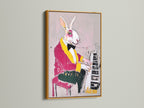 Elevate your space with the Rabbit Pianist artwork in a gold frame. This whimsical wall art brings a touch of elegance. It is perfect for music rooms studios and living rooms. Discover the colorful rabbit art today. It is a unique piece.