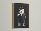 This image displays a gold frame. The artwork is a bear in a suit. A gold frame brings elegance and luxury. It enhances the artwork's visual appeal. Consider a gold frame to elevate your art.