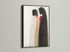 Abstract couple artwork in a sleek Black Frame. This minimalist canvas wall art adds sophistication to any room. The contrast of black enhances the modern romance theme. Ideal for homeowners seeking elegant wall decor for their homes.