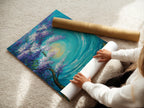 A woman is carefully rolling a fine art poster paper. This highlights the care and quality. The poster paper is perfect for high-quality art prints. The prints will look great in any room. Fine art poster paper is an excellent choice for art enthusiasts.