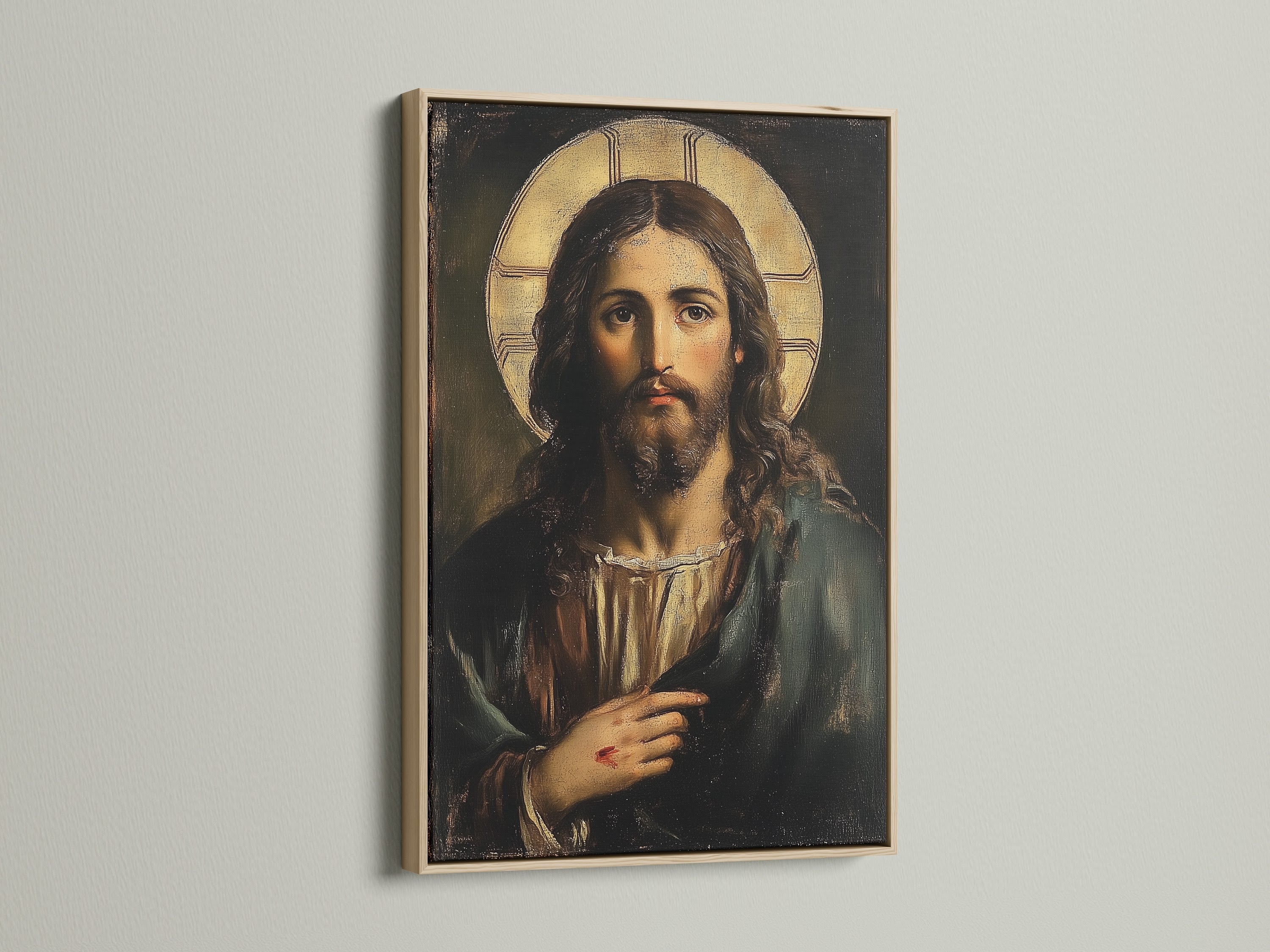 This oak frame offers a natural touch to any artwork. The light wood grain complements various art styles. It's a versatile choice for home decor. This frame brings warmth and sophistication. The oak frame enhances your artwork.