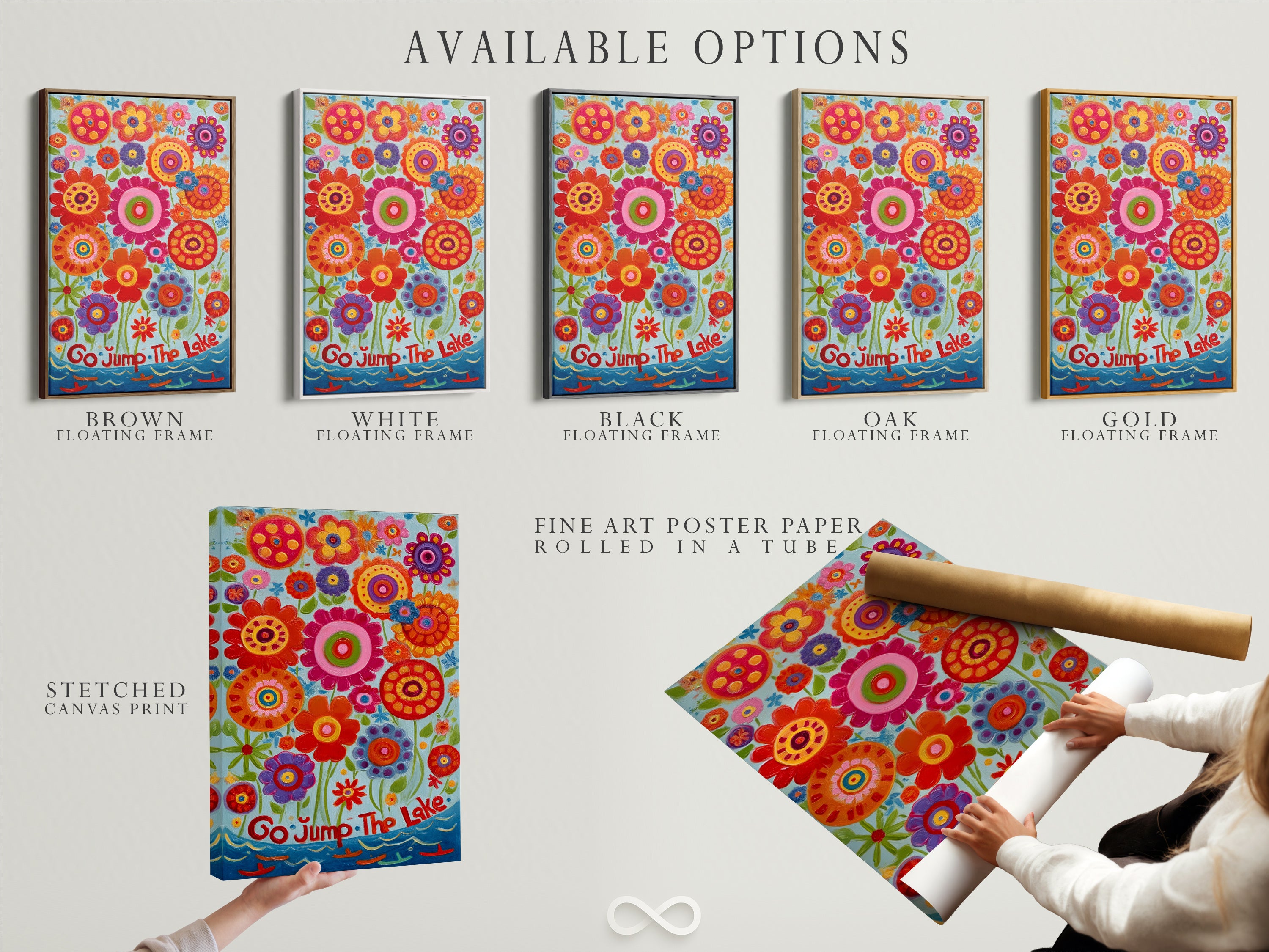 Available options include a stretched canvas print fine art poster paper and a floating frame. Select the perfect format for your floral artwork. Customize your botanical print to match your unique style and space for flower art.