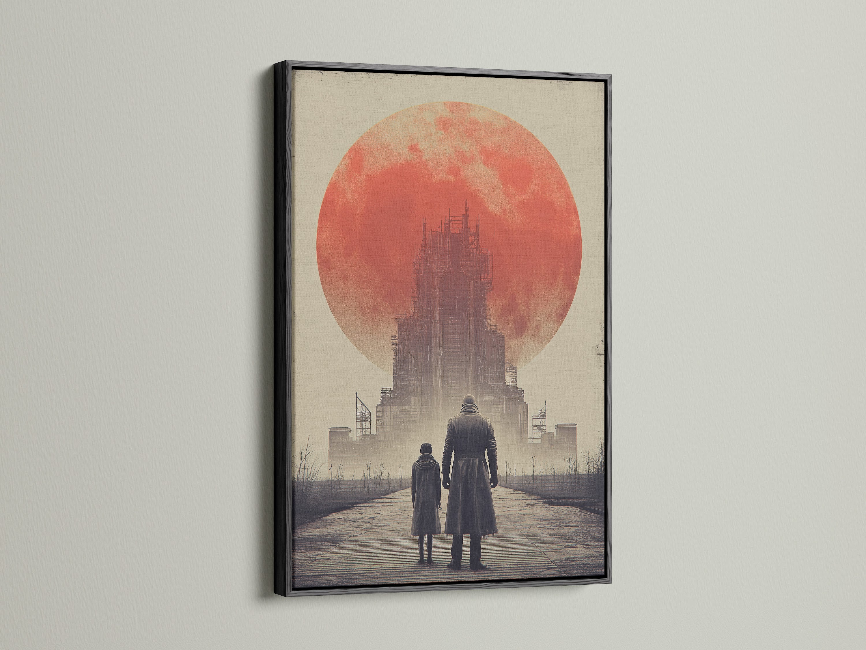 Black frame brings drama to artwork. The dark frame creates a bold statement. A black frame adds sophistication to any piece. View the art piece framed in sleek black. Perfect for modern and classic interiors. Make your art stand out with a black frame.