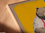 A close-up of the Bear Baker Artwork in a floating frame is displayed. This kitchen wall art is perfect for a modern space. The chef animal print adds a unique touch. It is ideal for homeowners and cafe owners seeking whimsical art. Enhance your decor with this fun piece.