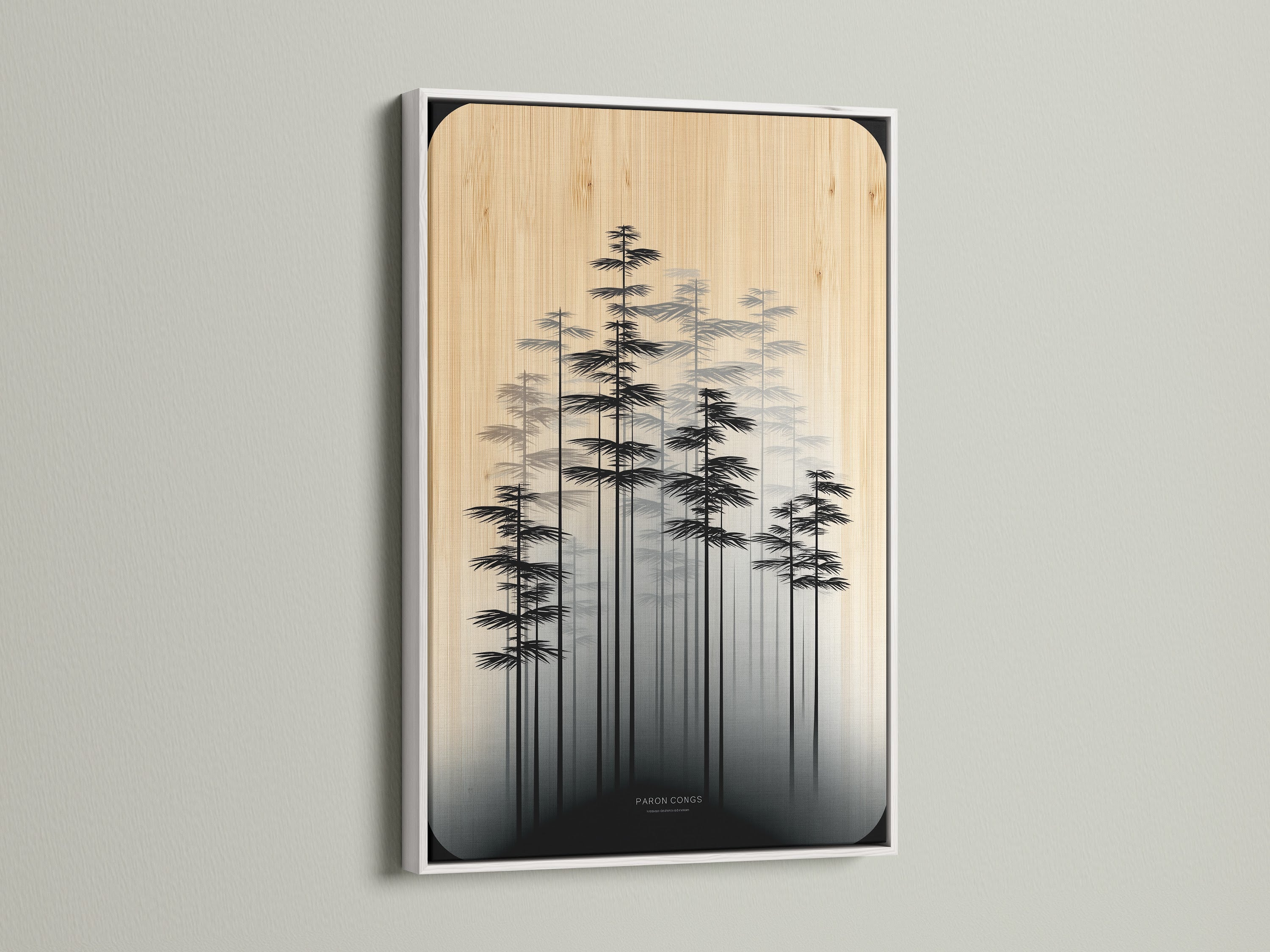 A white frame highlights the minimalist artwork. This Scandinavian wall decor brightens any space. The neutral tones create a calming atmosphere. The tree artwork adds a modern touch. Perfect bedroom art for a serene feel.