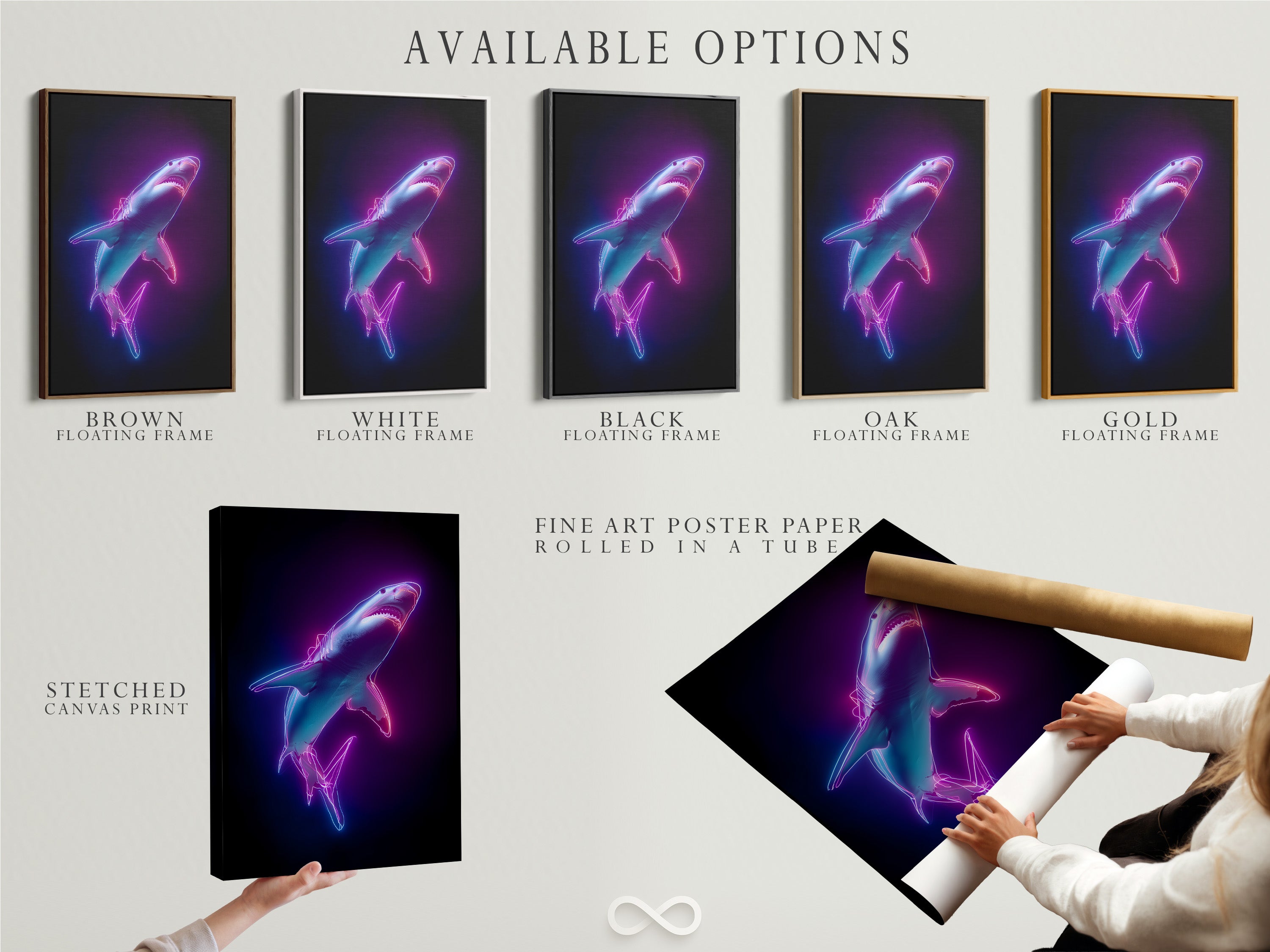 Available options include stretched canvas prints fine art poster paper and floating frames. Choose the perfect format for your artwork. Each option offers a unique display style. Customize your artwork to match your taste. Explore all available options to create your perfect piece.