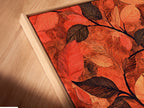 Here is a close-up of a canvas print with a floating frame. The botanical leaf art is beautifully displayed. The terracotta decor adds warmth to any space. The autumn leaves artwork is perfect for a study room. The floating frame enhances the foliage print.