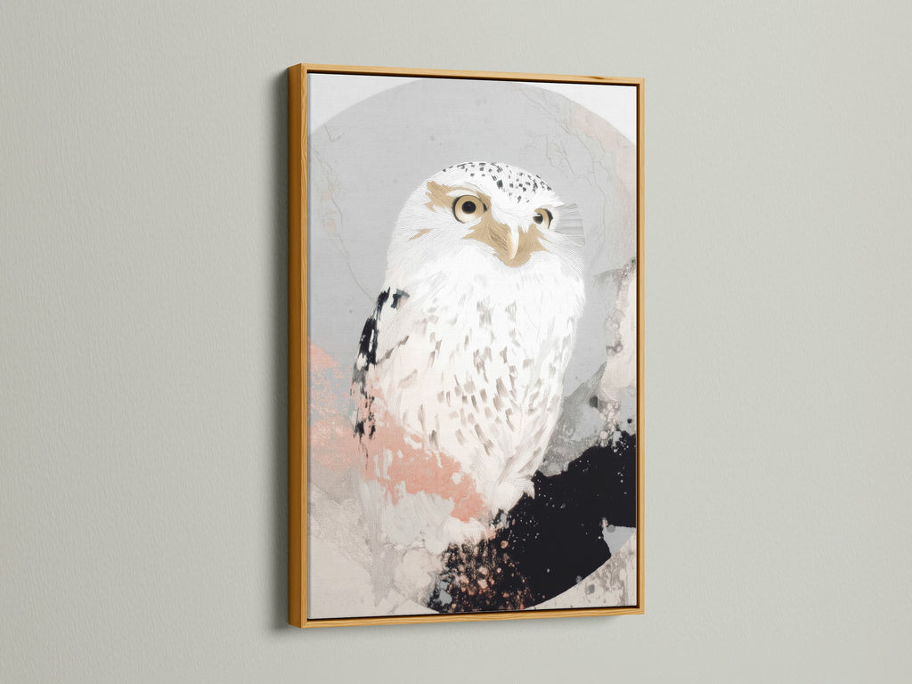 Elevate your space with the white owl artwork in a gold frame. This modern piece adds a touch of sophistication to any room. It’s perfect for creating a stylish home office. The gold frame enhances the abstract bird art. Shop now for unique wildlife wall art.