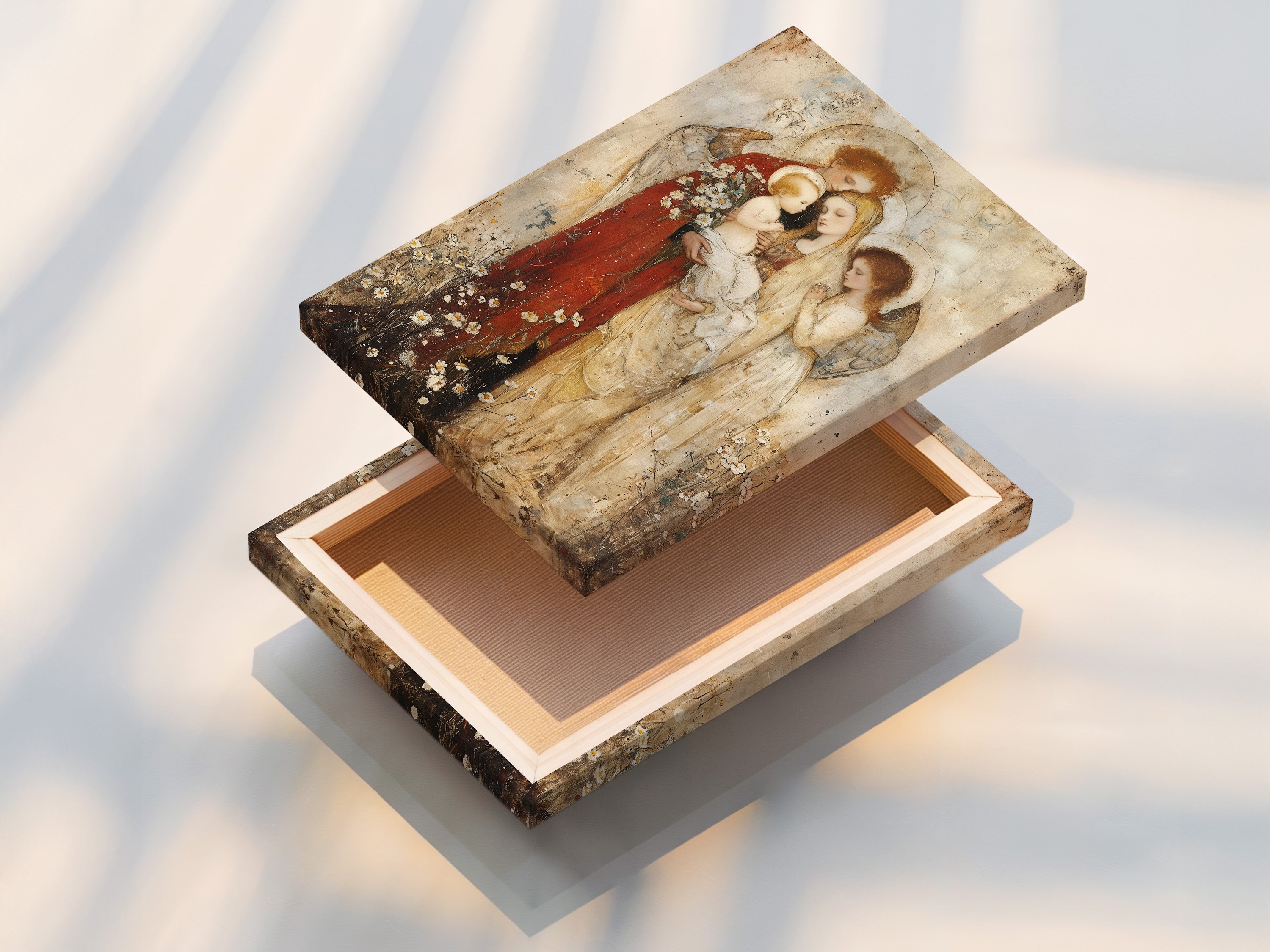 A stretched canvas print of the Madonna and Child Renaissance religious artwork. The artwork is ready to hang and enjoy. The canvas provides a classic look. Elevate your home now.