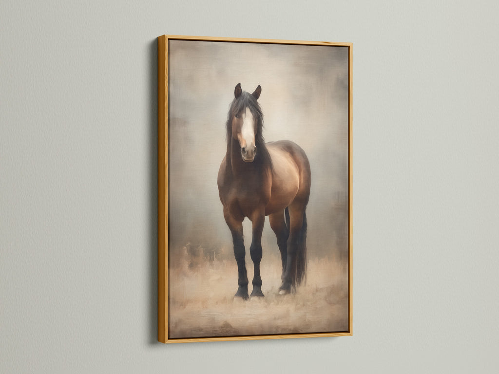 Majestic Brown Horse Print - Rustic Equine Wall Art, Western Home Decor, Animal Photography, Farmhouse Style Artwork for Living Room
