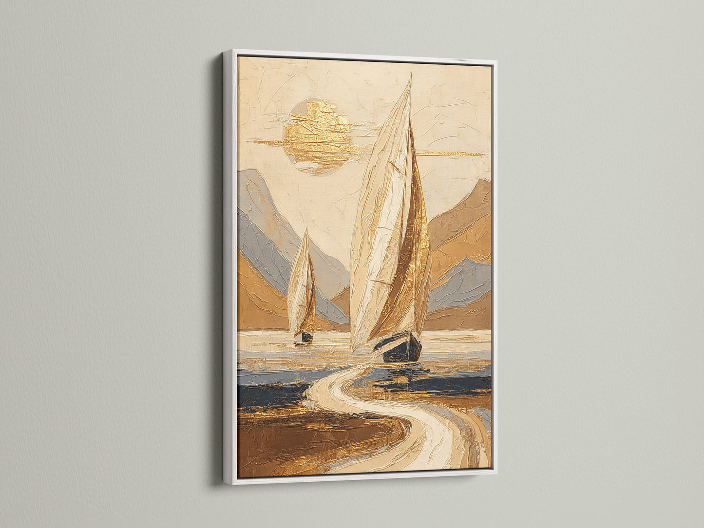 Sailboat Abstract Art - Nautical Wall Decor, Ocean Landscape Painting, Coastal Home Art, Beach House Decor, Maritime Print