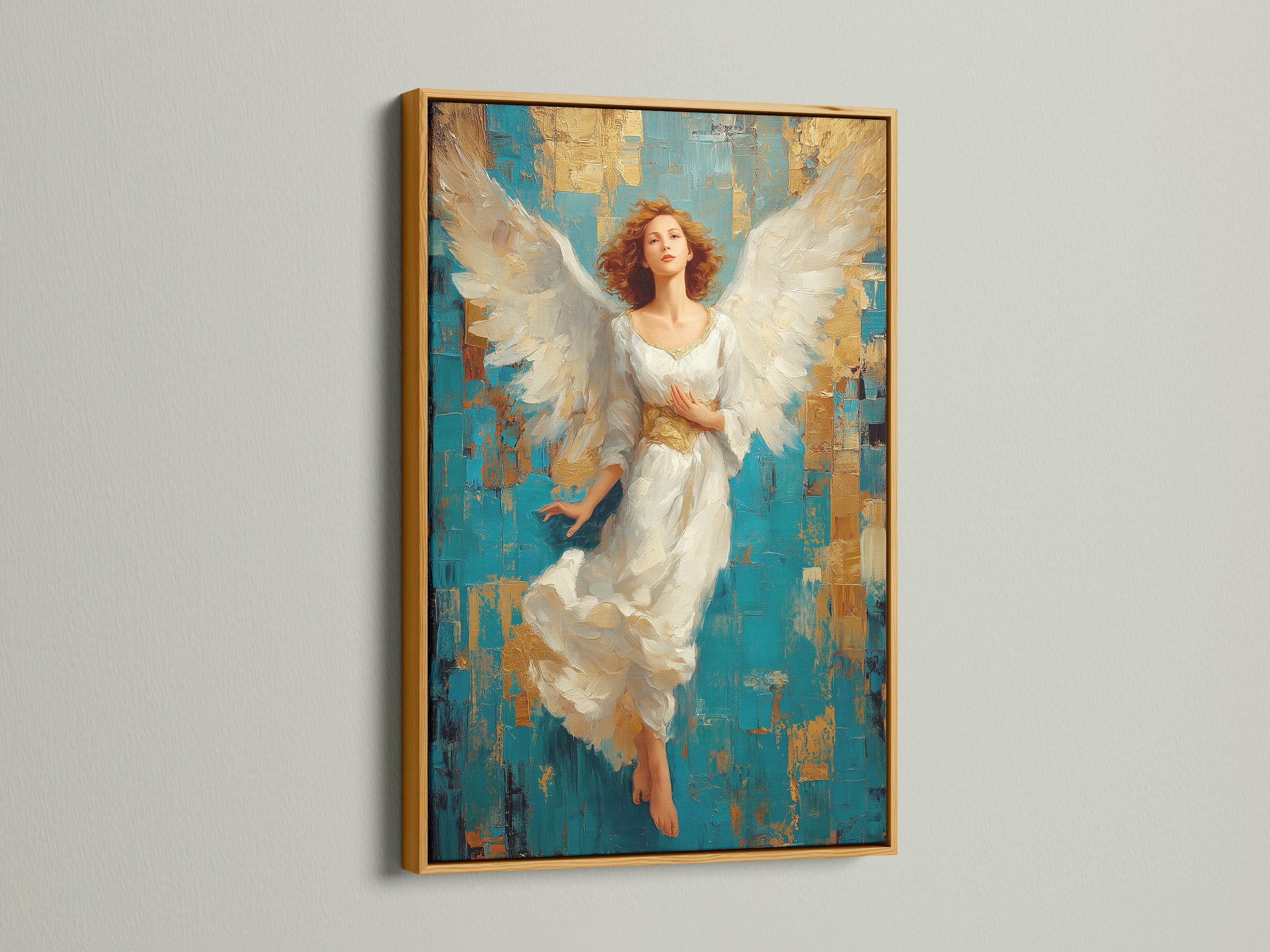 The artwork is showcased in a luxurious gold frame. The gold frame adds elegance and sophistication. It enhances the artwork. Gold frames bring a touch of glamour. Perfect for traditional and opulent decor.