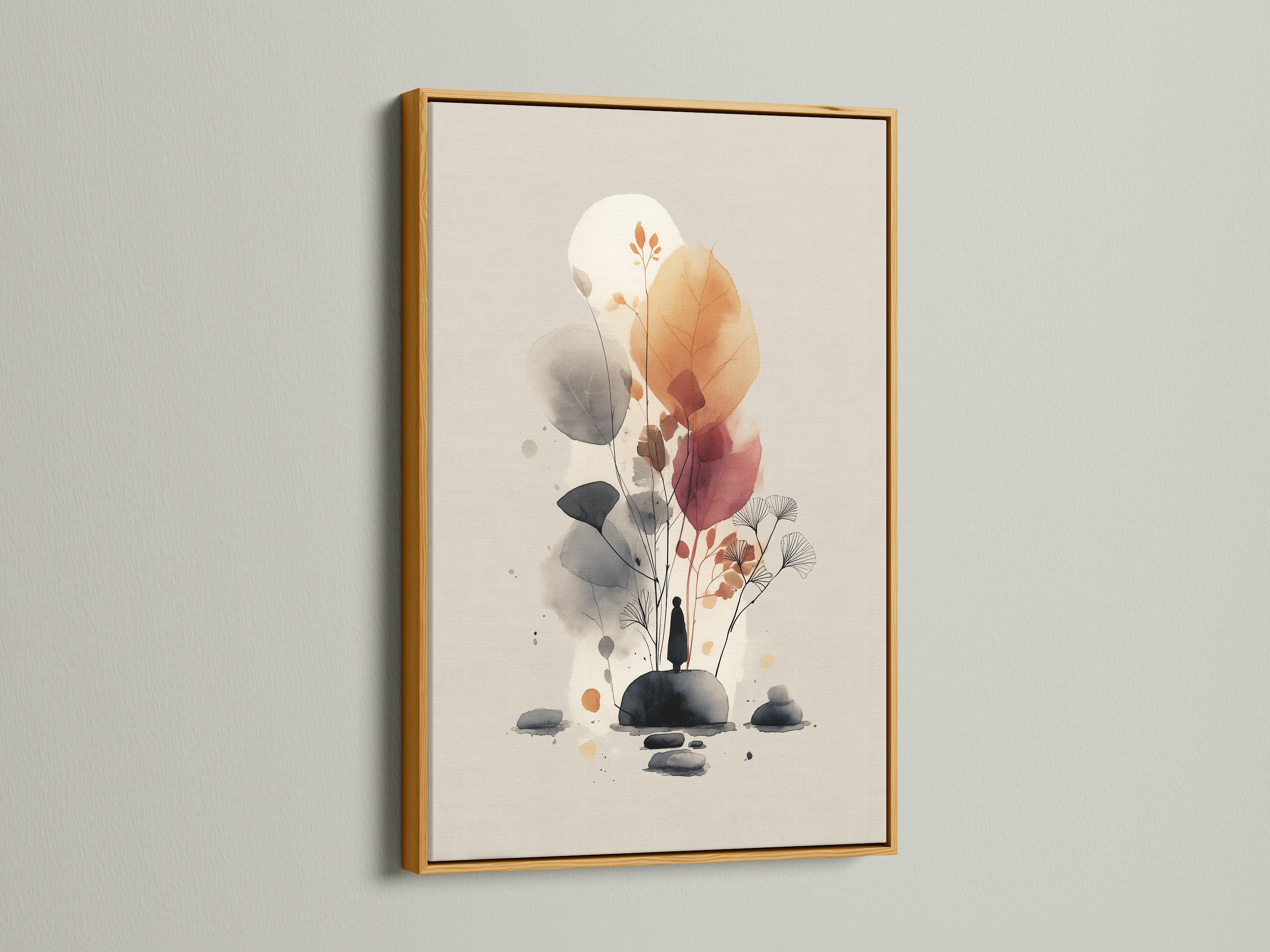 Abstract Botanical Wall Art - Watercolor Floral Print, Modern Minimalist Home Decor, Nature Inspired Artwork, Framed Canvas