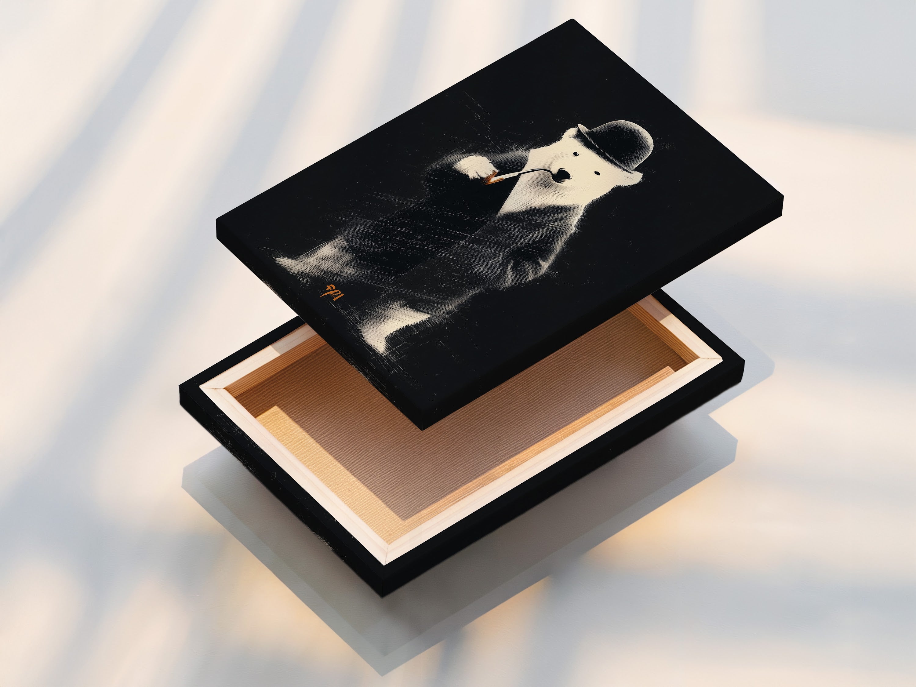 This image showcases a stretched canvas print. The canvas is tightly stretched over a wooden frame. It is ready to hang artwork. This creates a clean frameless look. Perfect for contemporary art displays.