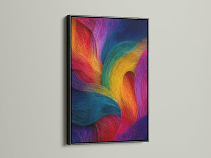 This artwork has a bold and sophisticated look in a black frame. The dark frame adds depth and contrast. It makes the artwork's colors pop. Black frames offer a dramatic and stylish touch. They're ideal for creating a focal point in any room. Frame your art with confidence.
