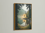 Elevate your art with a gold frame enhancing its elegance.  A gold frame brings a touch of luxury. Ideal for serene forest wall art and mountain lake photography prints.
