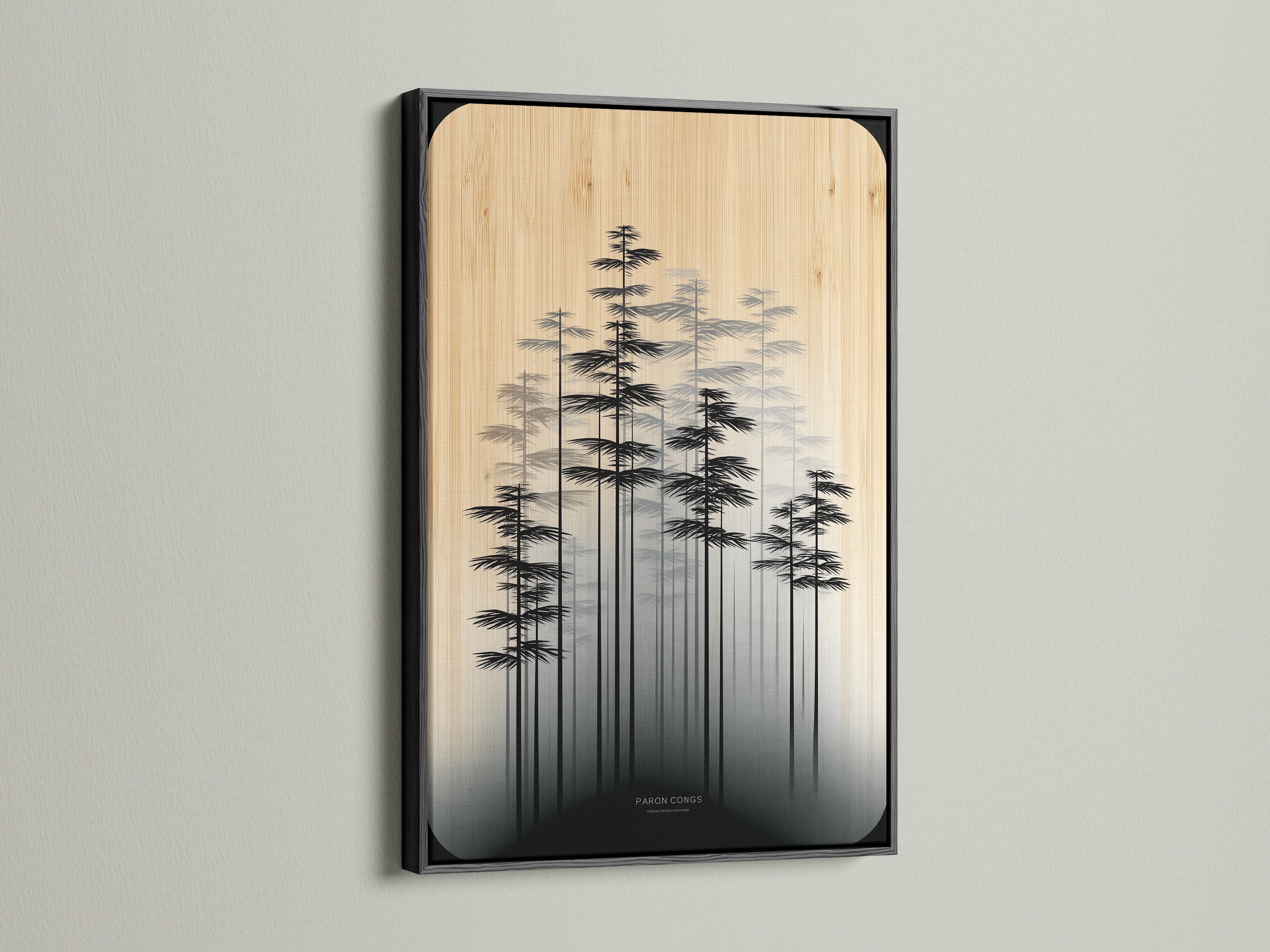 Black frame showcases this stunning forest canvas. The scandi wall art is a modern statement. This minimalist print brings nature inside. It's a calming artwork for any room. Enhance your decor with tree artwork.