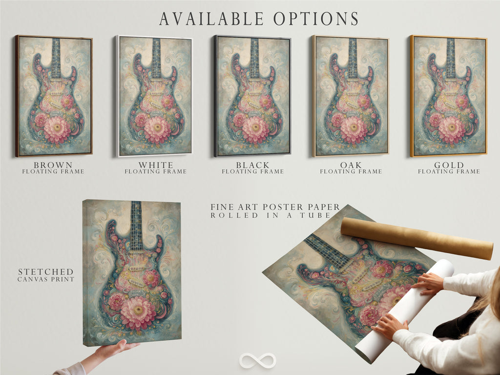 Available options include a stretched canvas print fine art poster paper and floating frame. Choose the perfect format for your artwork. Each option enhances the art. It suits your personal style. Explore the possibilities for your home decor.