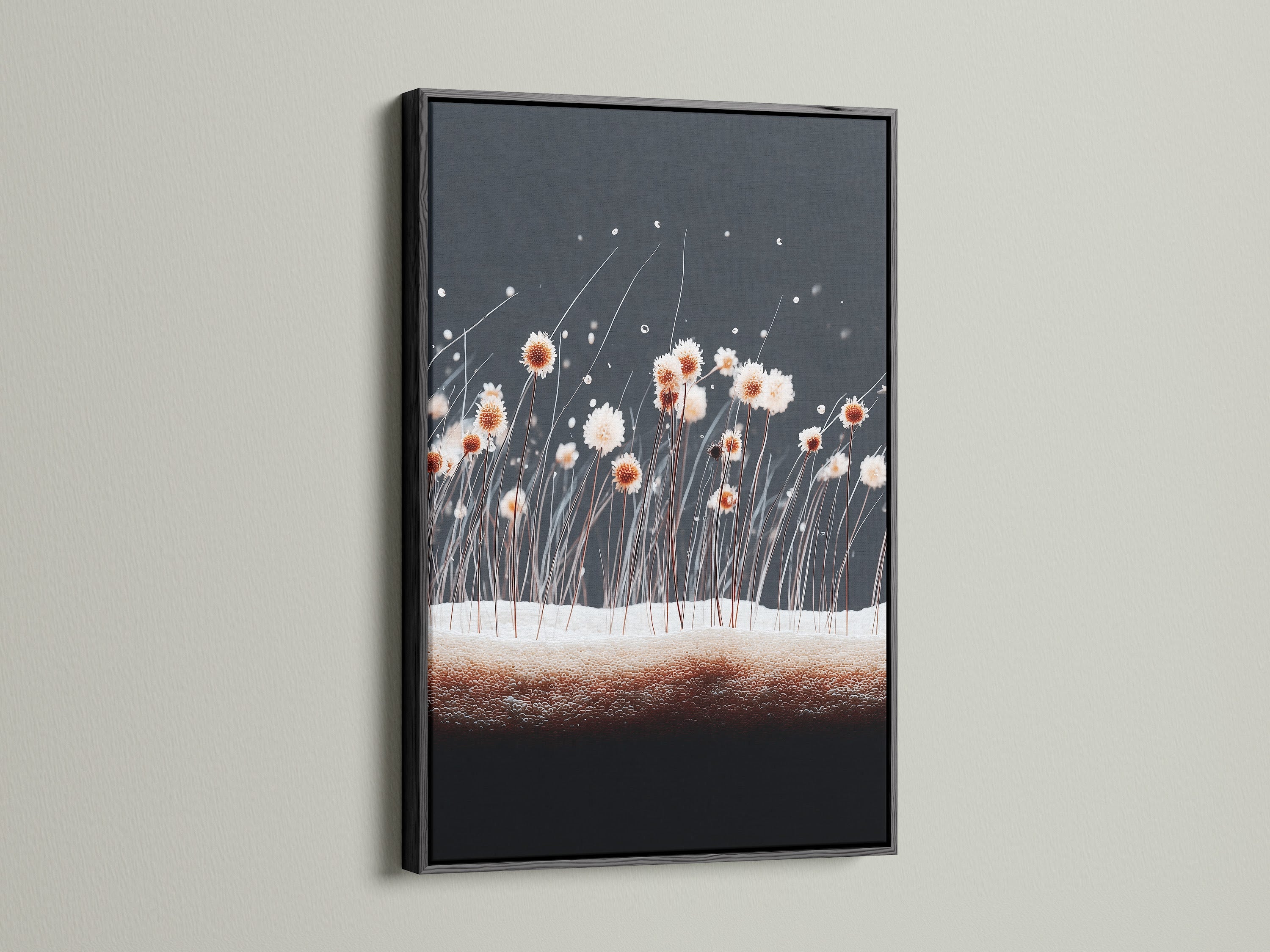 The black frame creates a bold statement. The artwork makes a dramatic impact. Black art frames are sleek and sophisticated. Perfect for a modern art gallery.