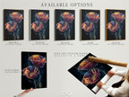 Explore available options for floral poppy artwork including stretched canvas prints fine art poster paper and floating frames. Each option offers a unique way to showcase this botanical print. Perfect for dark academia gothic and modern decor styles. Discover the possibilities and create your perfect piece.