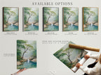 Available options for waterfall canvas prints. Choose from stretched canvas fine art poster paper or a floating frame. Customize your nature print to perfectly suit your style and space.