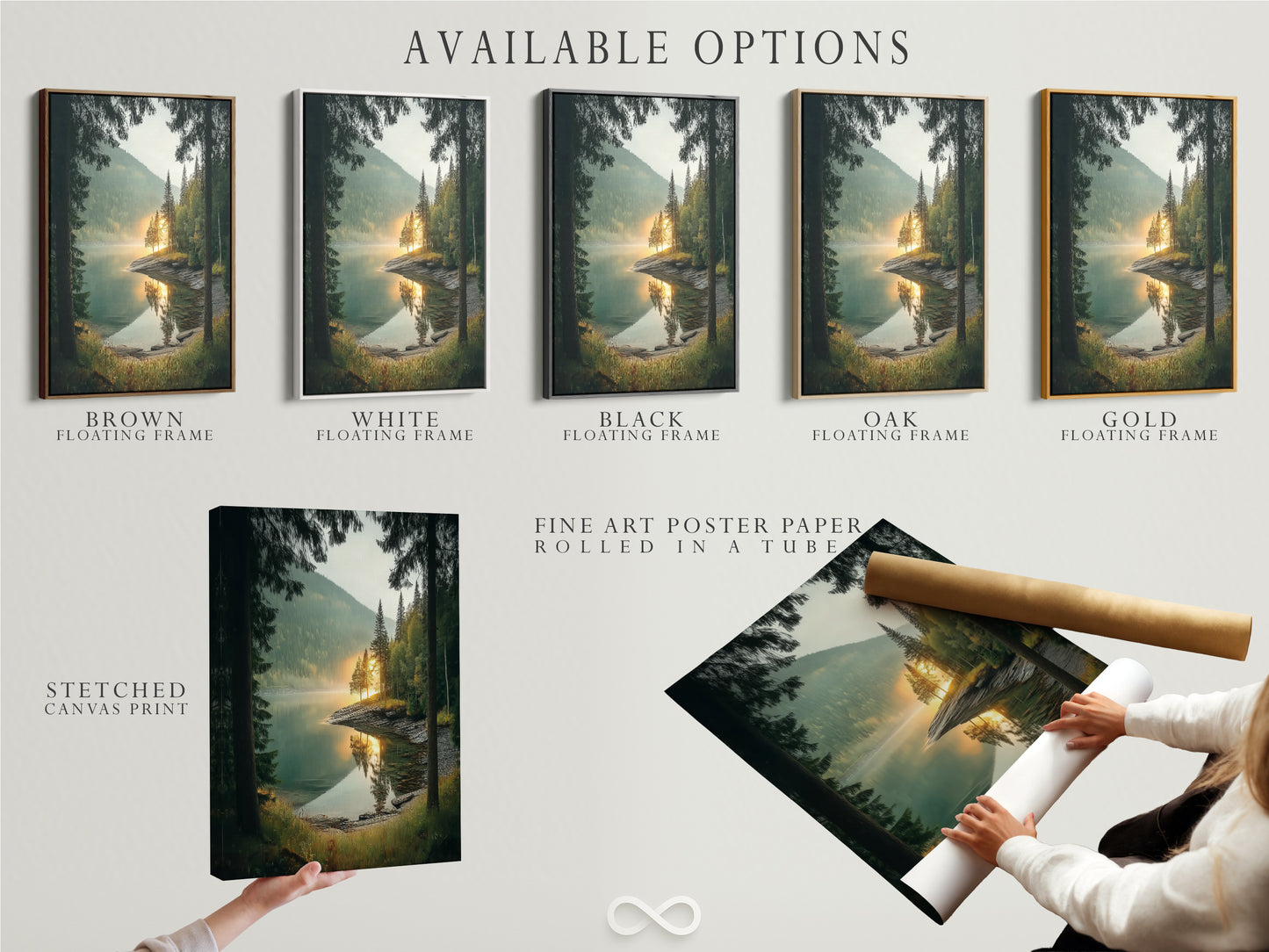 Explore available options for your artwork. Choose from stretched canvas prints fine art poster paper or floating frames. Customize your lake landscape canvas print today for refined home decor.