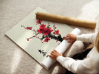 A woman is carefully rolling a fine art poster paper. She handles the paper with care to avoid creases. This ensures the artwork is perfectly preserved. The poster paper is of high quality. Ready to be framed and displayed.