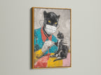 The Panther Doctor art print shines in a gold frame. This contemporary animal artwork is ideal for office wall decor. It's a unique piece of medical office canvas art perfect for clinic decor.