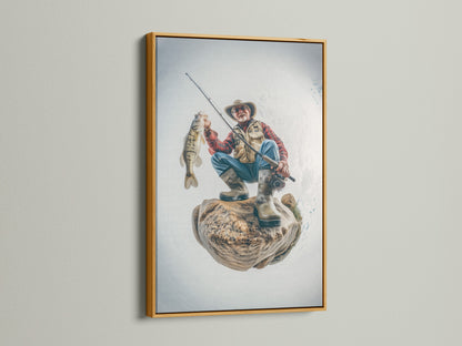 A captivating artwork of a fisherman is luxuriously presented in a gold frame. The gold frame adds a touch of opulence to the artwork. This framed artwork brings elegance and richness to your walls. Buy now and elevate your space!