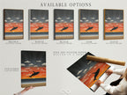 Available options for our Whale Sunset artwork. Choose from stretched canvas prints fine art poster paper or floating frames. Each option offers a unique way to display your new artwork. Find the perfect style for you.